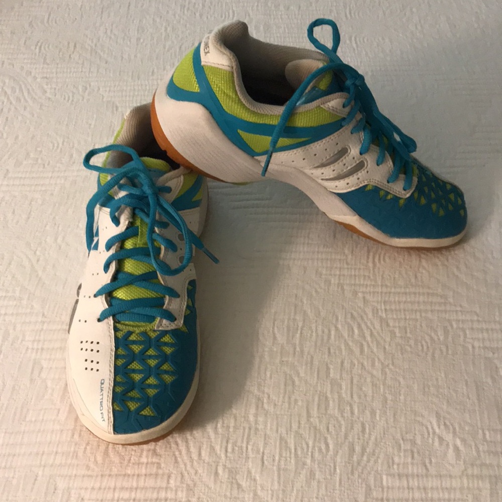 Yonex Quattro Fit Power Cushion 01 White Turquoise Pickle Ball Shoe Sneaker 8.5